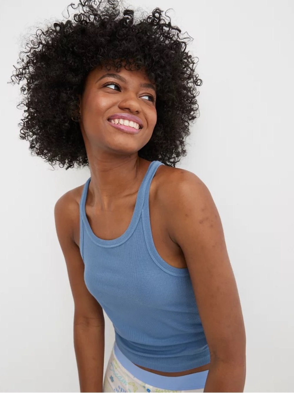 NWT Aerie Real Soft® Ribbed Tank Top Lakeside Blue